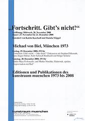 Einladung. Abbildung: Michael von Biel, Collage, blaues Textilband auf Papier, signiert, 25,8 x 20,2 cm, Auflage 100.