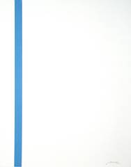 Michael von Biel, Collage, blaues Textilband auf Papier, signiert, 25,8 x 20,2 cm, Auflage 100